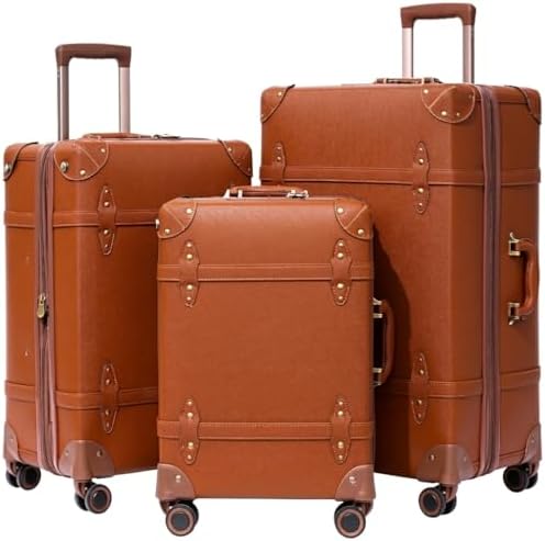 Amazon.com | NZBZ Vintage Luggage Sets for Women, PU Leather Retro